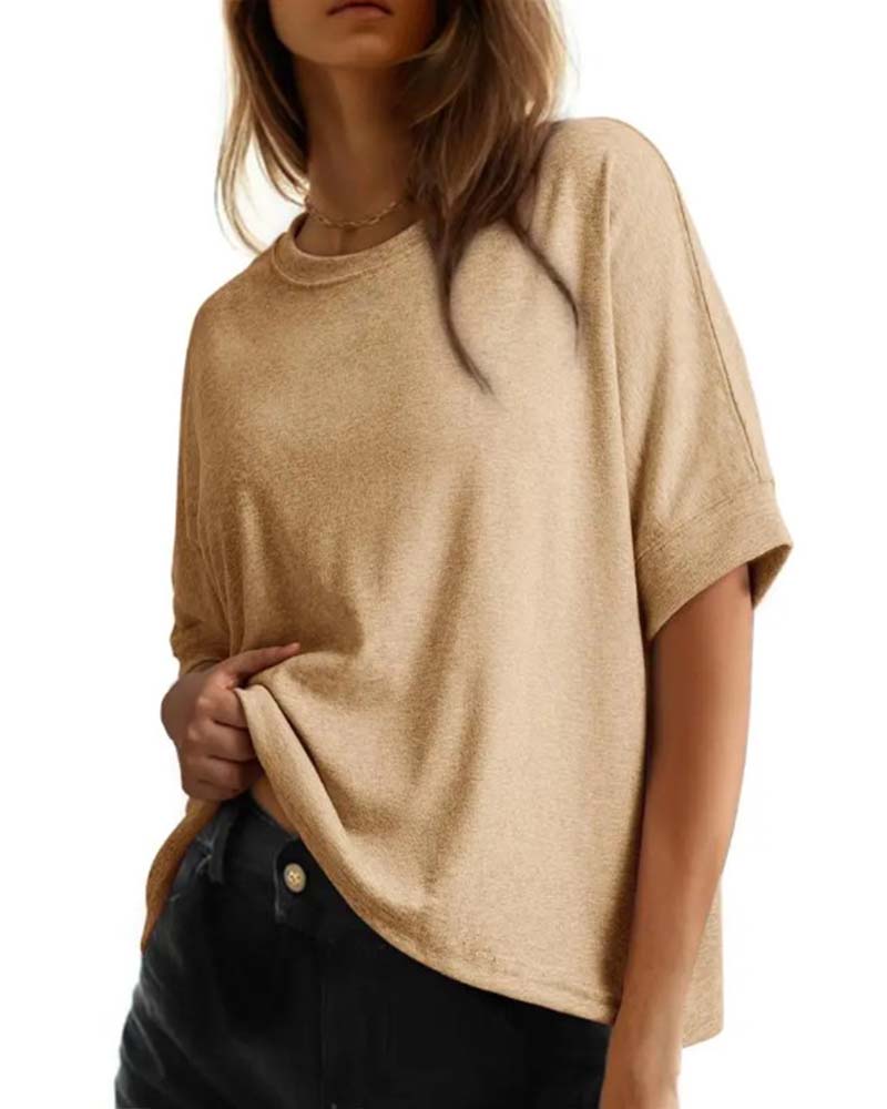 T-Shirt Rundhals Lös Kort Ärm