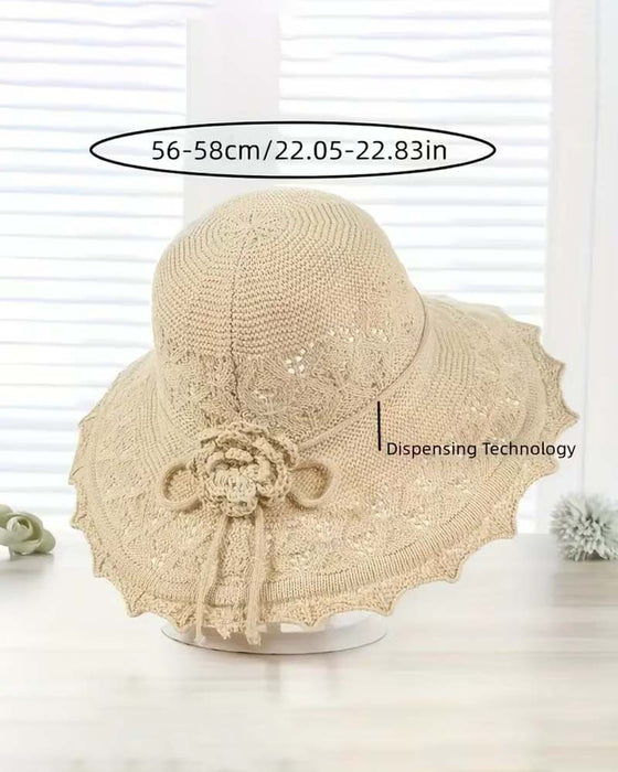 Hatt Dam Virkad Blomma Fiskarhatt