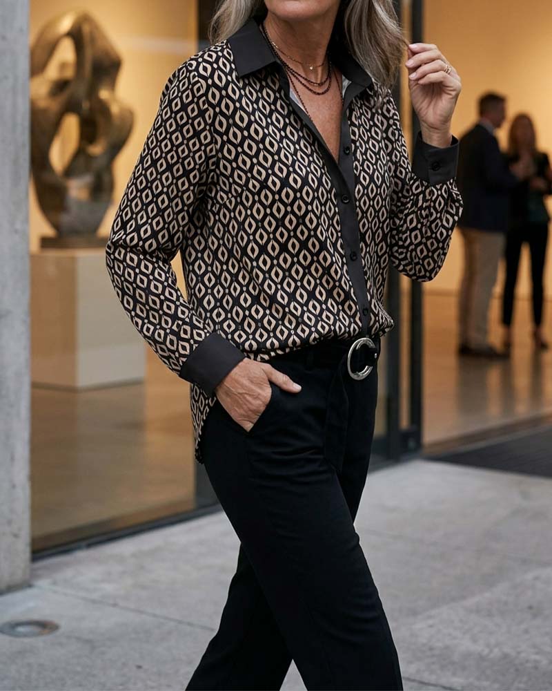 Skjorta Geometrisk Färgblockerad Lappverk