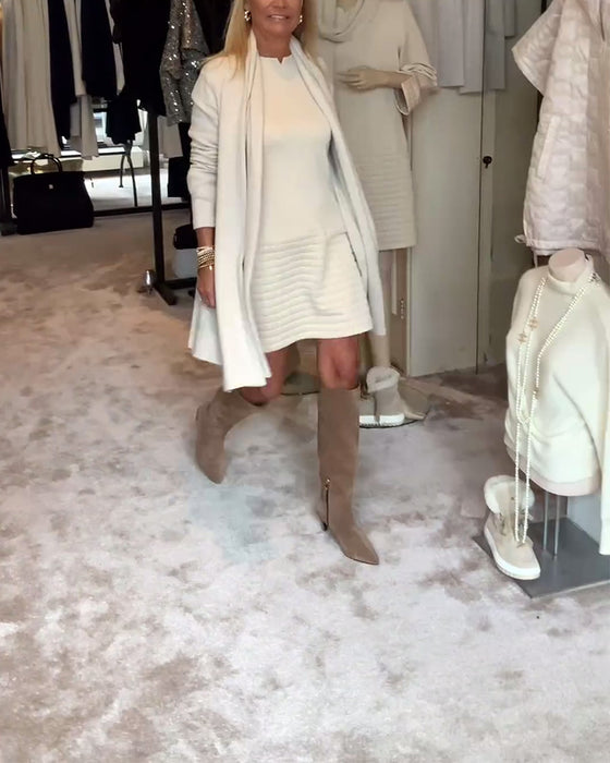 Enkel enfärgad elegant tröja klänning