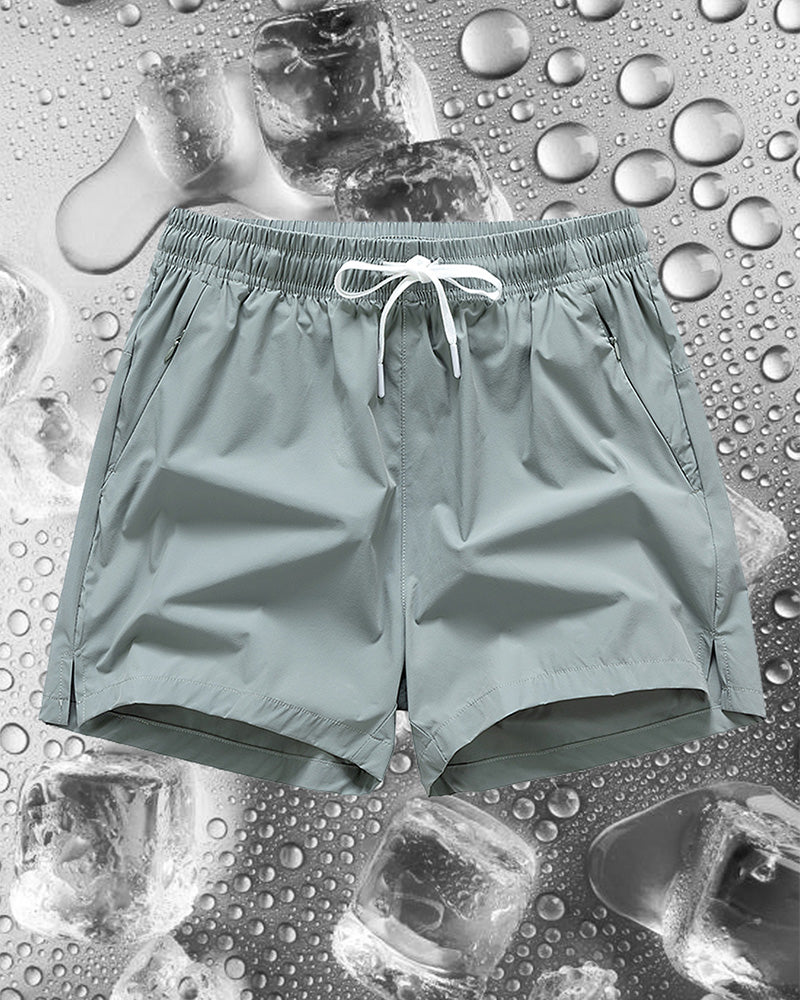 Shorts Män Elastisk Midja Ficka Snabbtorkande Is-Silke Sport
