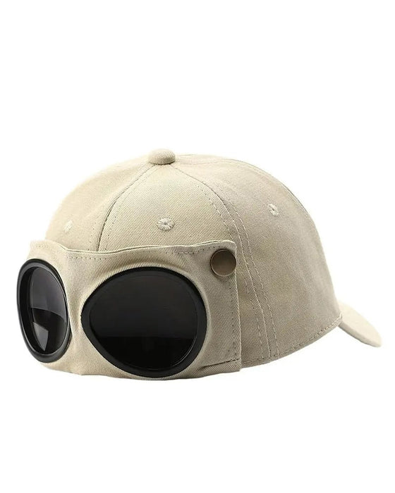 Pilotbaseballkeps Med Avtagbara Goggles – Skapad För Gatustil Och Vardagslooks