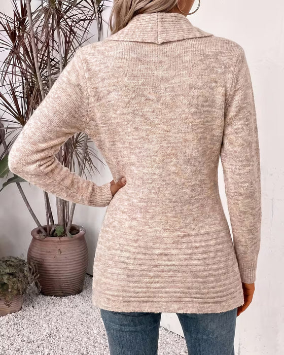 Cardigan Solid Färg Knapp Prydd