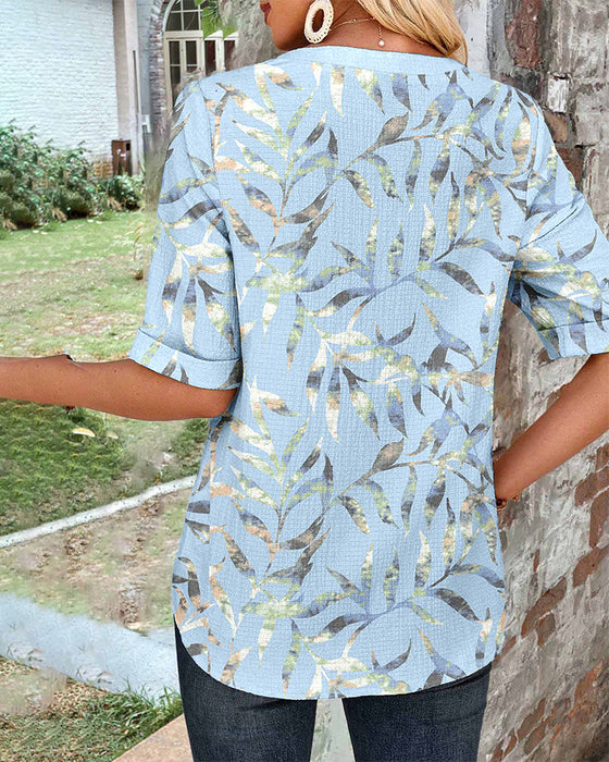 Blus Kortärmad Falsk Ficka Tryck