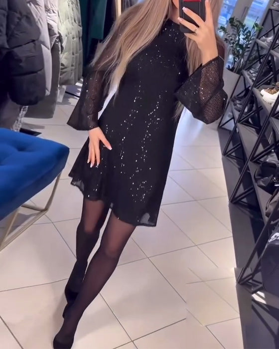 Klänning Temperament Pailletter Långärmad Slim