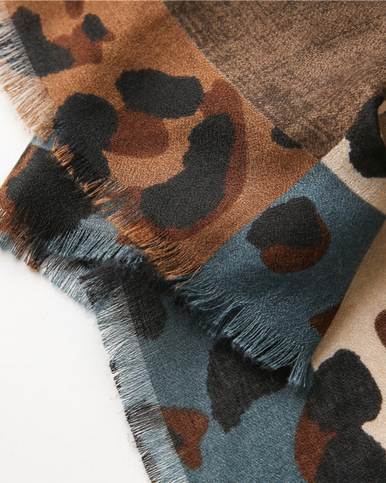 Dam Halsduk Leopard Lapptäcke Print Fransar Schal