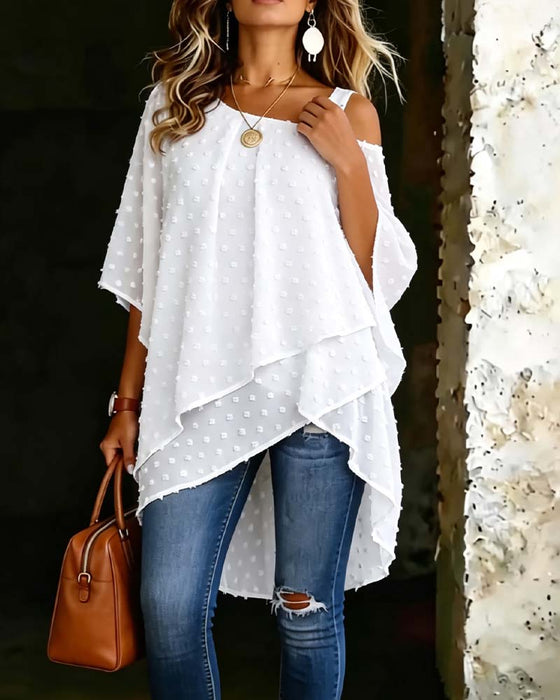 Blus Tredimensionell Blommig Enaxlad