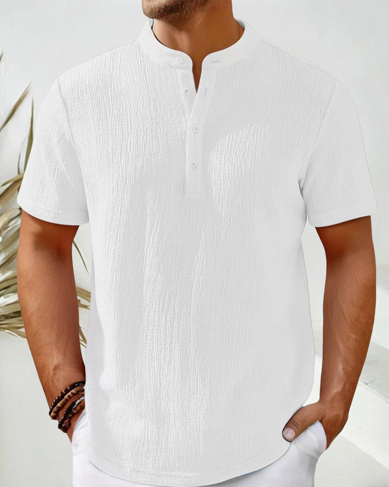 Skjorta Enfärgad Lös Henley