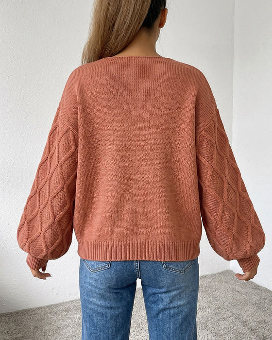 Pullover Lykta Ärm Argyle Mode Stickad