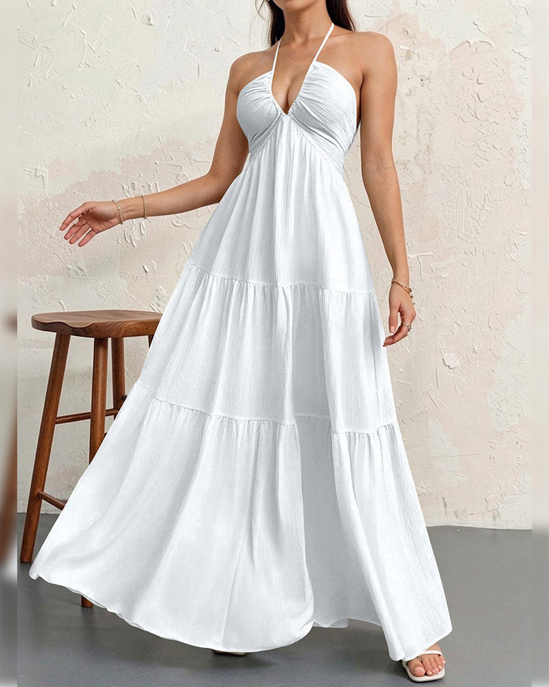 Klänning Mode Solid Halter