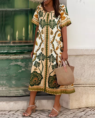 Klänning Tropiskt Blommigt Print Loose Fit A-Linje Klänning