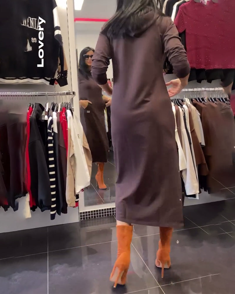 Klänning Med Sido-Slits Och Huva