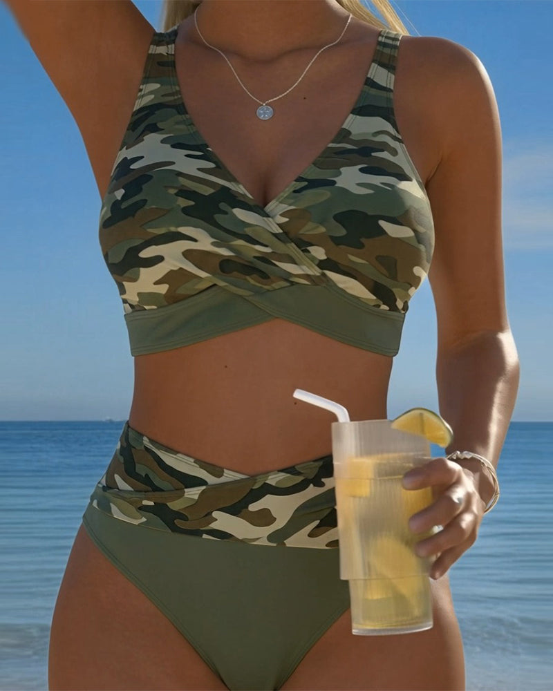 Bikini Korsband Design Kamouflage Print