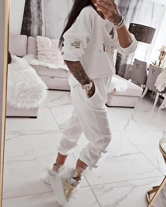 Set Sportig Casual Tryckt Tvådelad