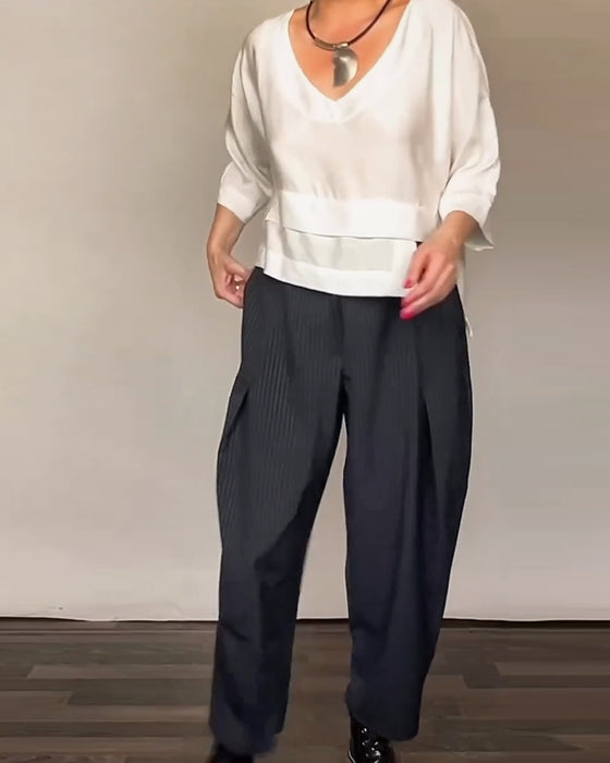 Kvällsbyxor Med Retro Strepp