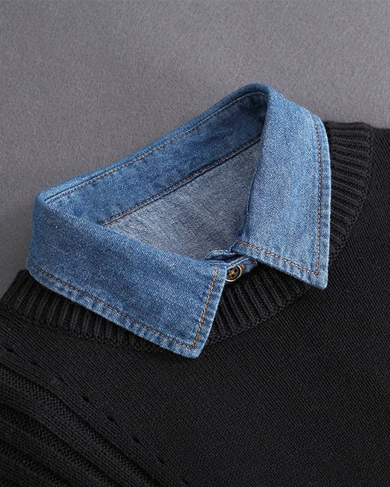 Krage Klassisk Edgy Denim Falsk