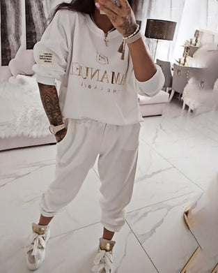 Set Sportig Casual Tryckt Tvådelad