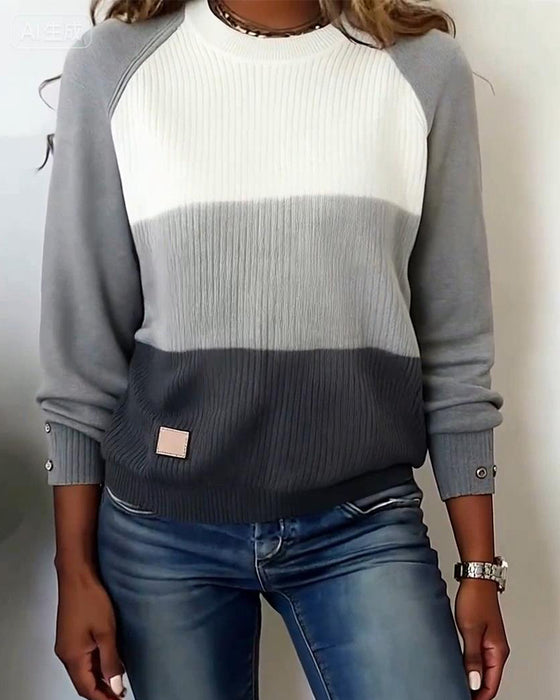 Topp Stilren Rundhals Kontrastfärg