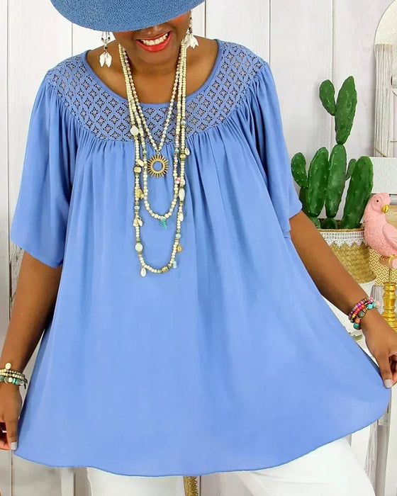 Blus i Enfärgad Löst Passform