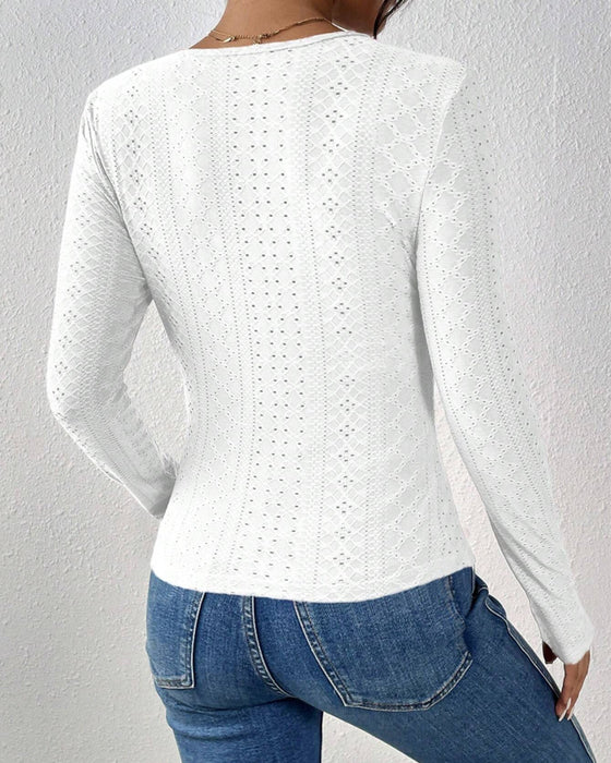 Långärmad Top V-Ringad Spetspanel