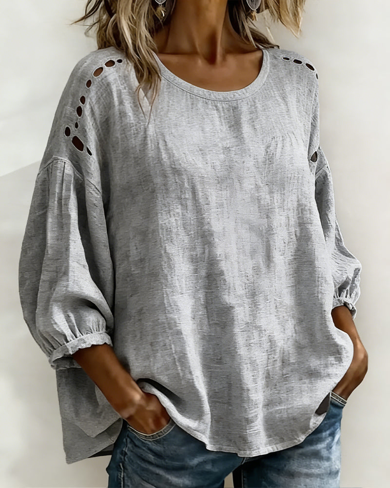 Blus Urholkad Bomull Och Linne