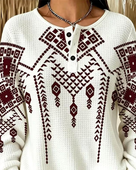 Sweatshirt Bohemisk Tryck Casual