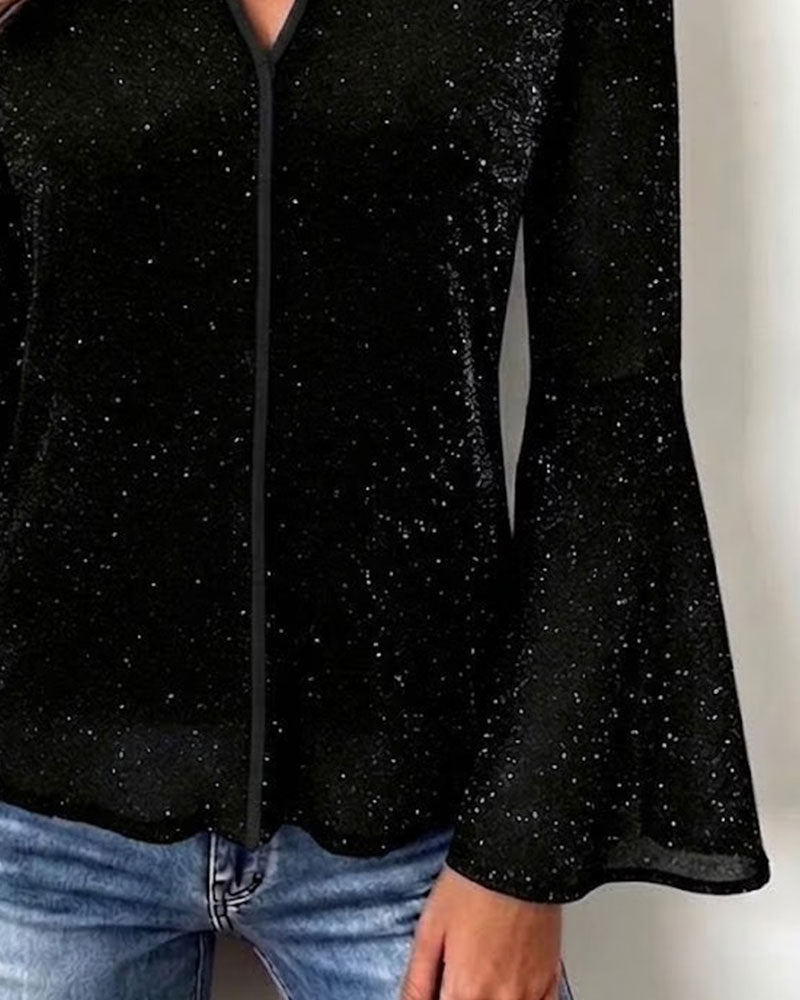 Topp V-ringning Klockärm Slim Fit