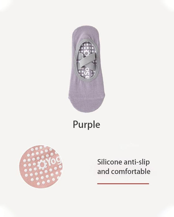 Damstrumpor utan skaft för pilates och träning – halkskydd i silikon, andas och transporterar bort fukt (yoga/dans/inomhusaktiviteter)