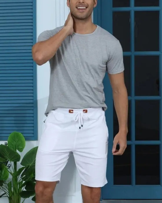 Shorts Elastisk Midja Dragsko Solid Färg Herr