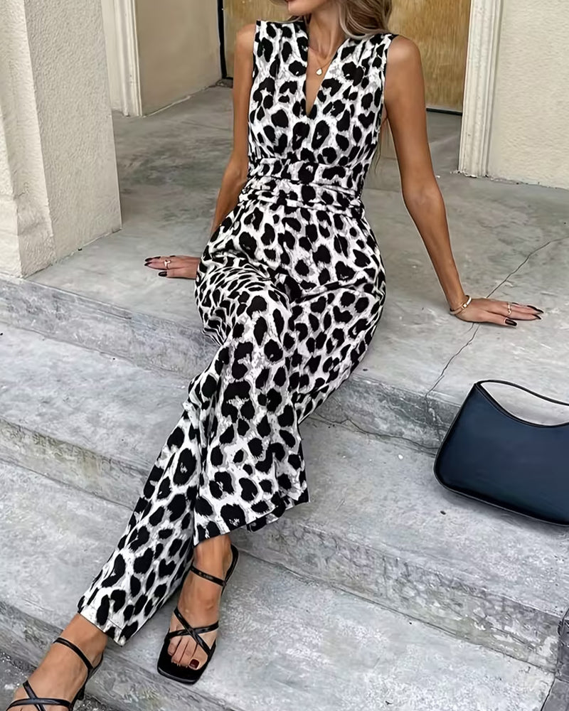 Hoppdräkt Leopard Tryck Ärmlös