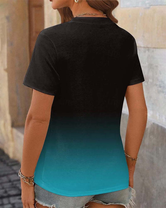 Blus med gradienttryck och avslappnad stil