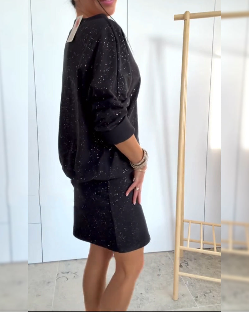 Klänning Rund Halsringning Fin Glitter Modig