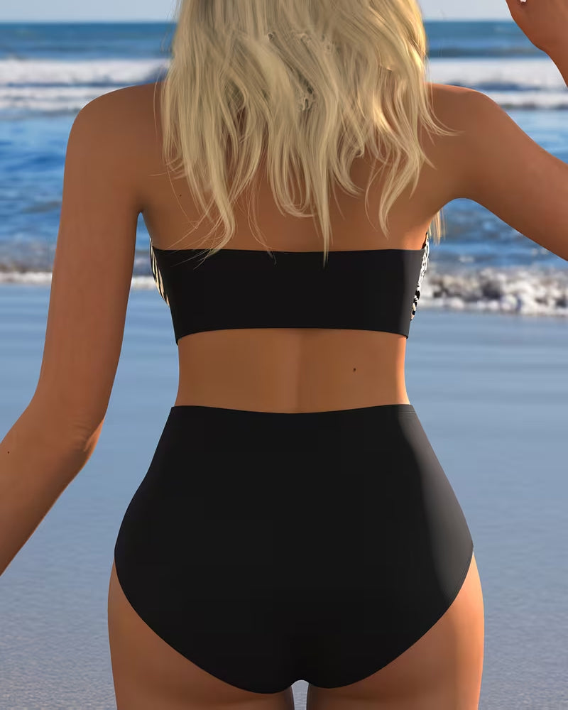 Bikini Hög Midja Leopard Zebra Tryck