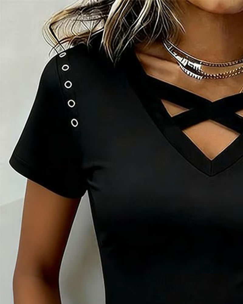 T-Shirt Kors Rem Hål Ut Slim Passform