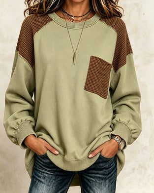 Sweatshirt Rund Halsringning Kontrast Casual