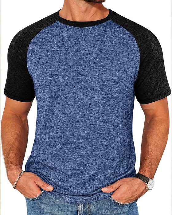 T-Shirt Kontrast Rund Hals Herr Åtsittande