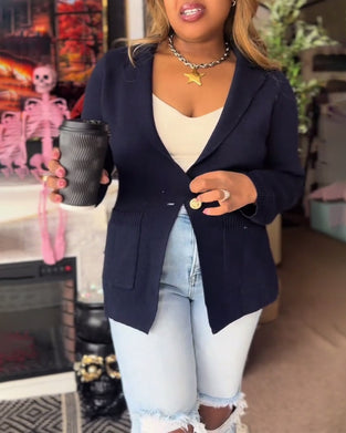 Kofta bekväm enfärgad ficka