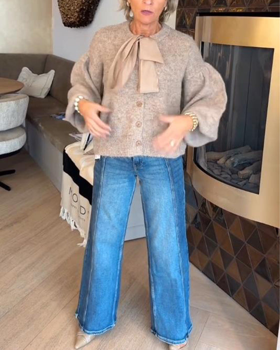 Cardigan Kappa Med Elegant Stil, Lantärnsleeve Design