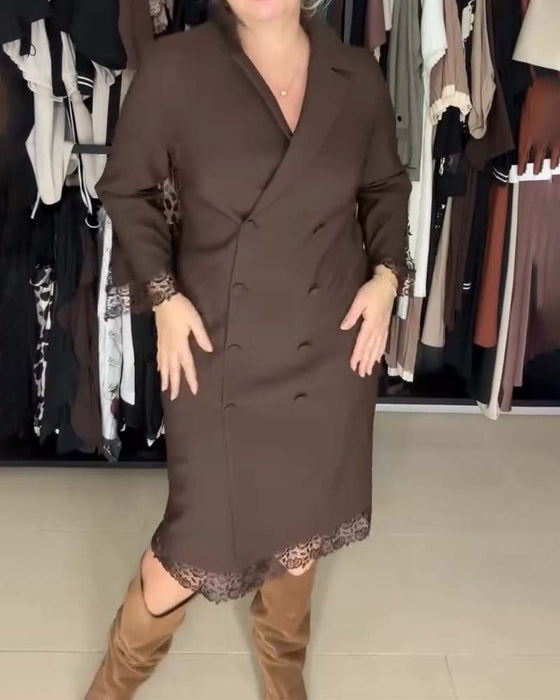 Klänning Delad Ärm Spets Lapparbete Kostym