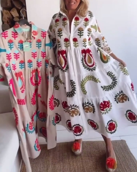 Klänning Blommigt Grafiskt Tryck