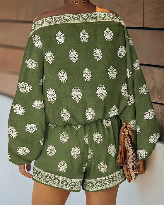 Set Dam 2 Delar Outfit Boho Topp Och Shorts
