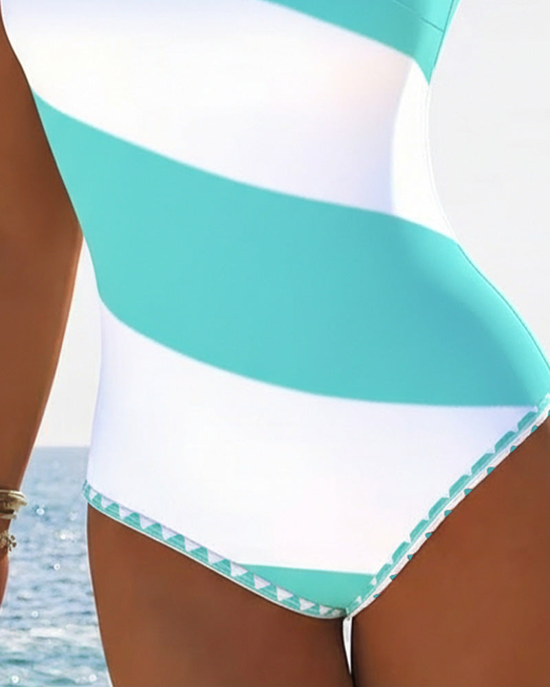 En-Delad Färgblockerad Randig