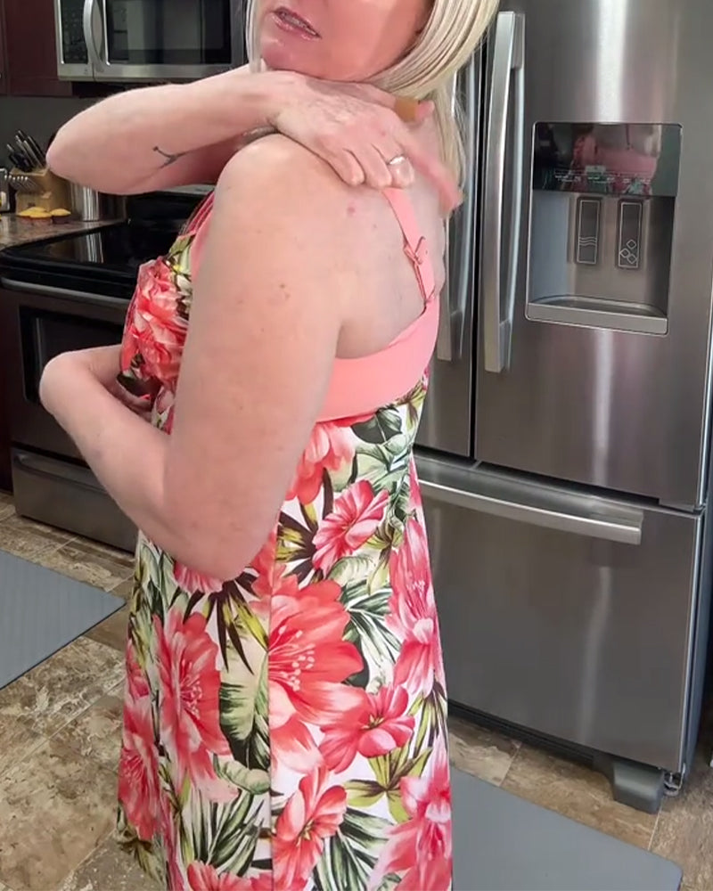 Tvådelad baddräkt med resorttryck och rosett