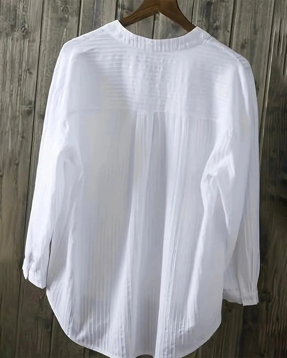 Skjorta Vertikal Våffla Henley Krage Dubbel Ficka