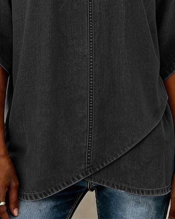 Topp V-Hals Avslappnad Denim