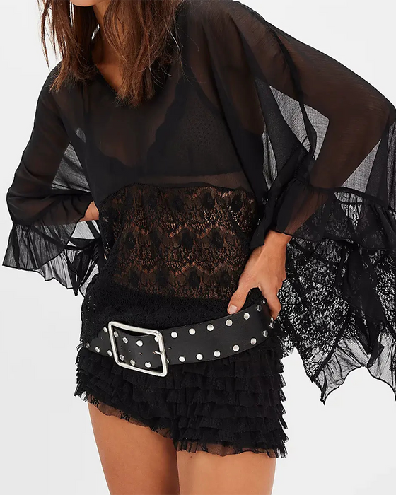 Cover-Up Spets Patchwork Mesh