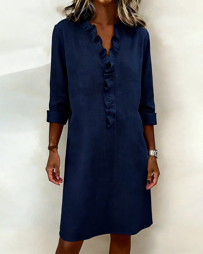 Klänning Ryschad V-Ringning Enfärgad