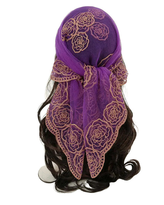 Blommig Nätmaskor Scallop Design Bandana