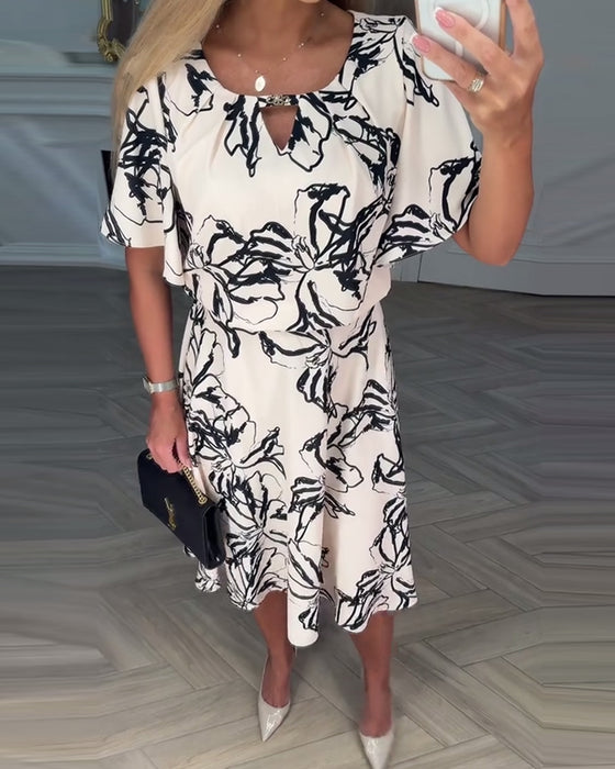 Klänning avslappnad temperament med tryck