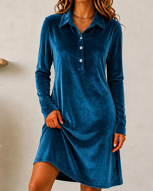 Klädning Knapp Solid Casual